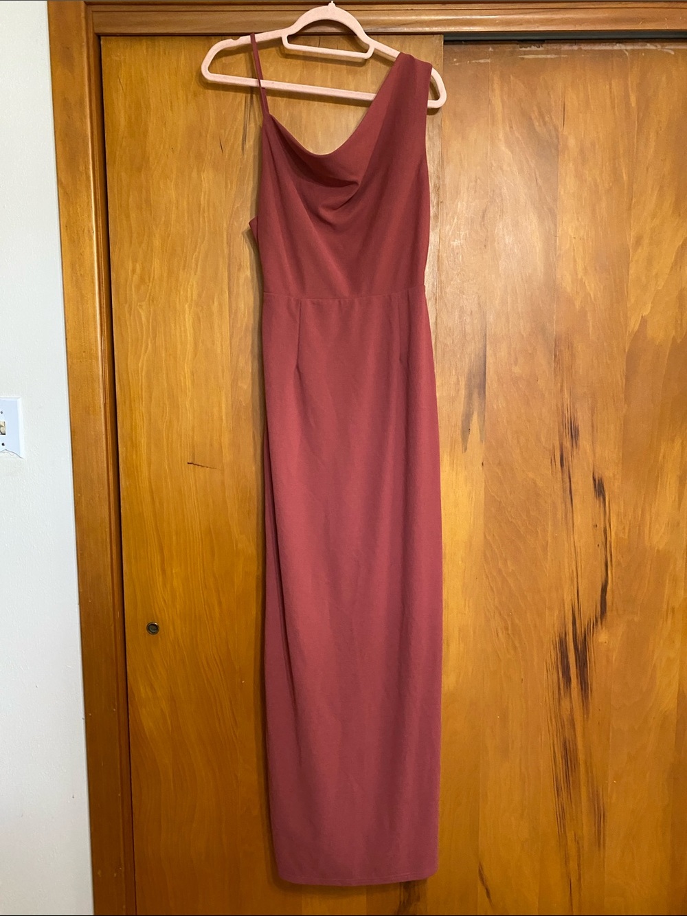 Chloe Dao Project Runway One-Shoulder Mauve Evening Gown Dress Formal Event